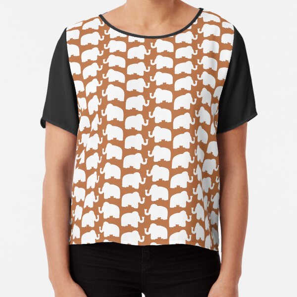 Copper and White Elephant Chiffon Top