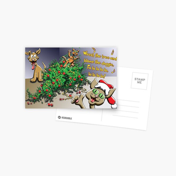 Wreck the Christmas tree Greeting Card Postcard
