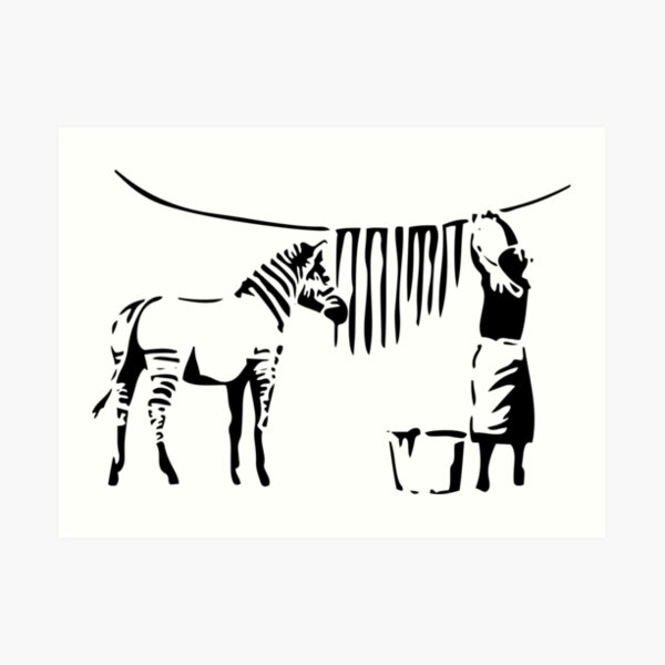 Banksy, A Woman Washing Zebra Stripes Artwork Reproduction, Posters, Tshirts, Prints Art Print