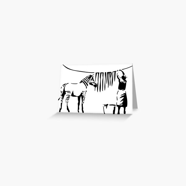 Banksy, A Woman Washing Zebra Stripes Artwork Reproduction, Posters, Tshirts, Prints Greeting Card