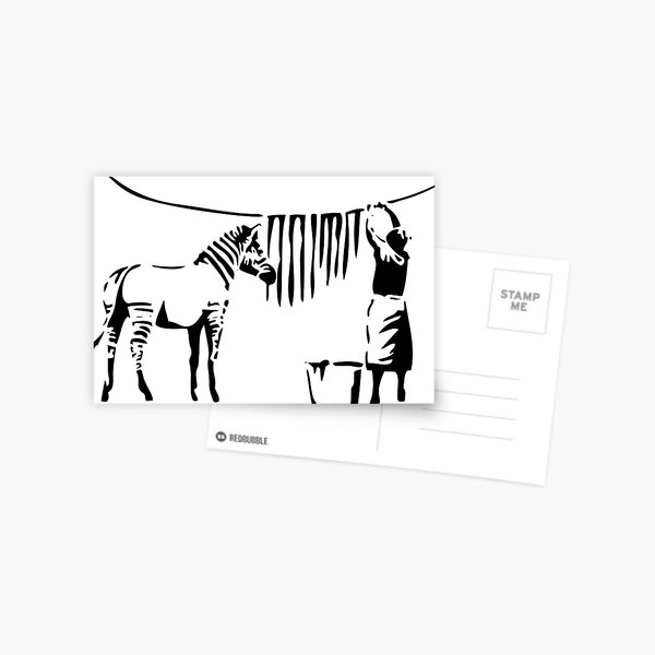 Banksy, A Woman Washing Zebra Stripes Artwork Reproduction, Posters, Tshirts, Prints Postcard