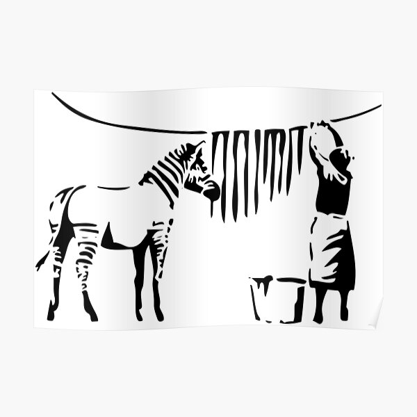 Banksy, A Woman Washing Zebra Stripes Artwork Reproduction, Posters, Tshirts, Prints Poster