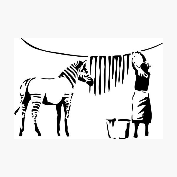 Banksy, A Woman Washing Zebra Stripes Reproduction d'œuvres d'art, Affiches, T-shirts, Impressions Impression photo