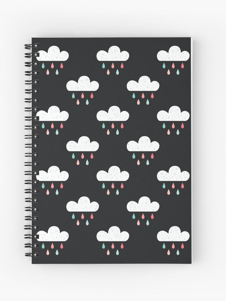 Cuaderno de espiral «Nubes de lluvia y gotas de lluvia sobre carbón» de  daisy-beatrice | Redbubble