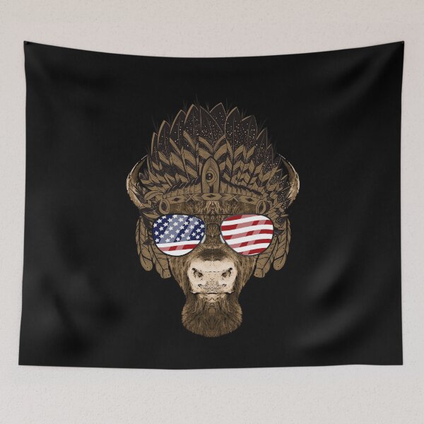 Item preview, Bison Wearing USA American Flag Sunglasses designed and sold by Sinjy.
