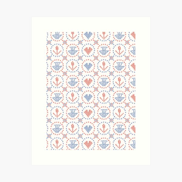 Hand Drawn Embroidery Love Heart Stitches Seamless Vector Pattern Art  Print for Sale by Limolida