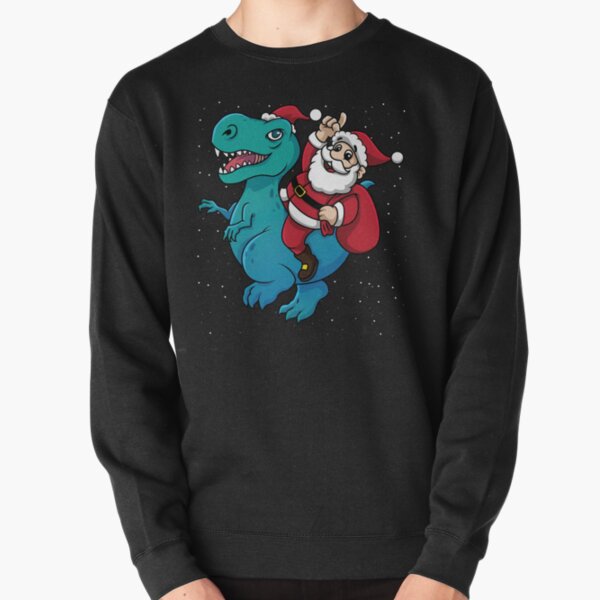 santa riding a dinosaur sweater