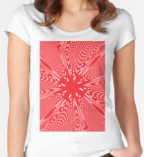 #abstract #design #illustration #pattern #futuristic #art #shape #creativity #modern #bright #vertical #vibrantcolor #red #colorimage #textured #backgrounds #geometricshape #inarow #imagination Women's Fitted Scoop T-Shirt