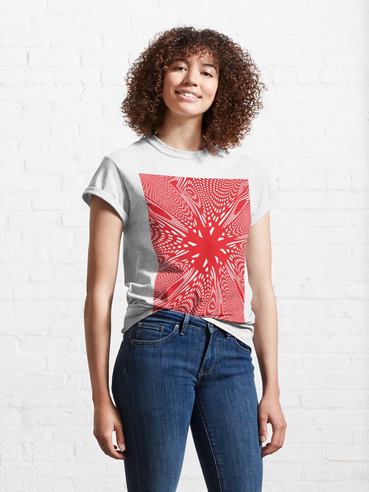 Alternate view of #abstract #design #illustration #pattern #futuristic #art #shape #creativity #modern #bright #vertical #vibrantcolor #red #colorimage #textured #backgrounds #geometricshape #inarow #imagination Classic T-Shirt
