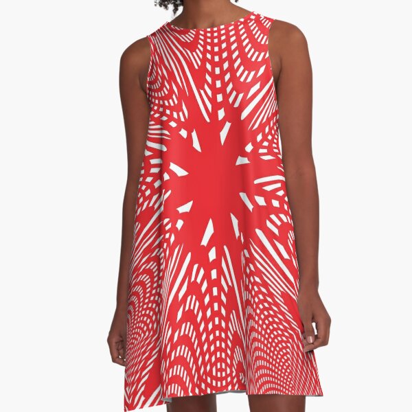 #abstract #design #illustration #pattern #futuristic #art #shape #creativity #modern #bright #vertical #vibrantcolor #red #colorimage #textured #backgrounds #geometricshape #inarow #imagination A-Line Dress