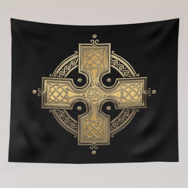 Item preview, Ancient Gold Celtic Knot Cross over Black Velvet designed and sold by Serge Averbukh Art Studio.