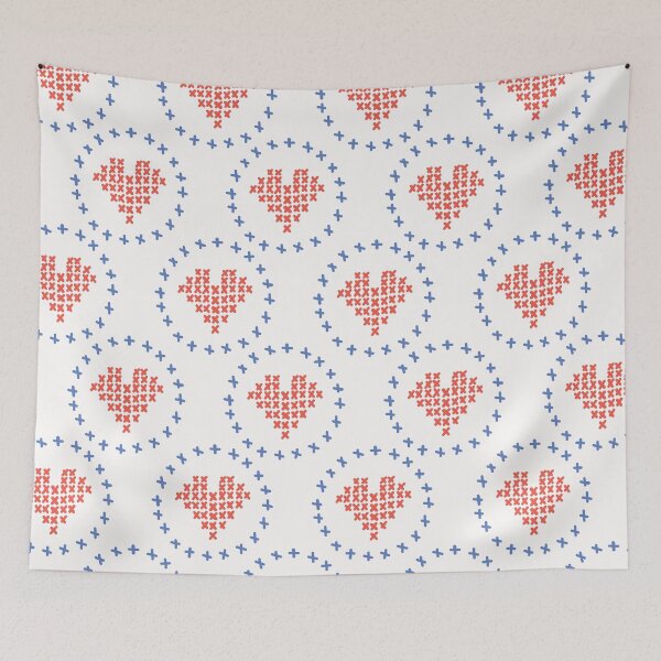 Item preview, Hand Drawn Embroidery Love Heart Stitches Seamless Vector Pattern. Cross Stitch designed and sold by Limolida.