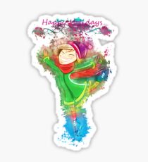 Girl skating glowing Art Sticker