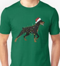 Dobermann Pinscher Holiday Christmas Light Unisex T-Shirt