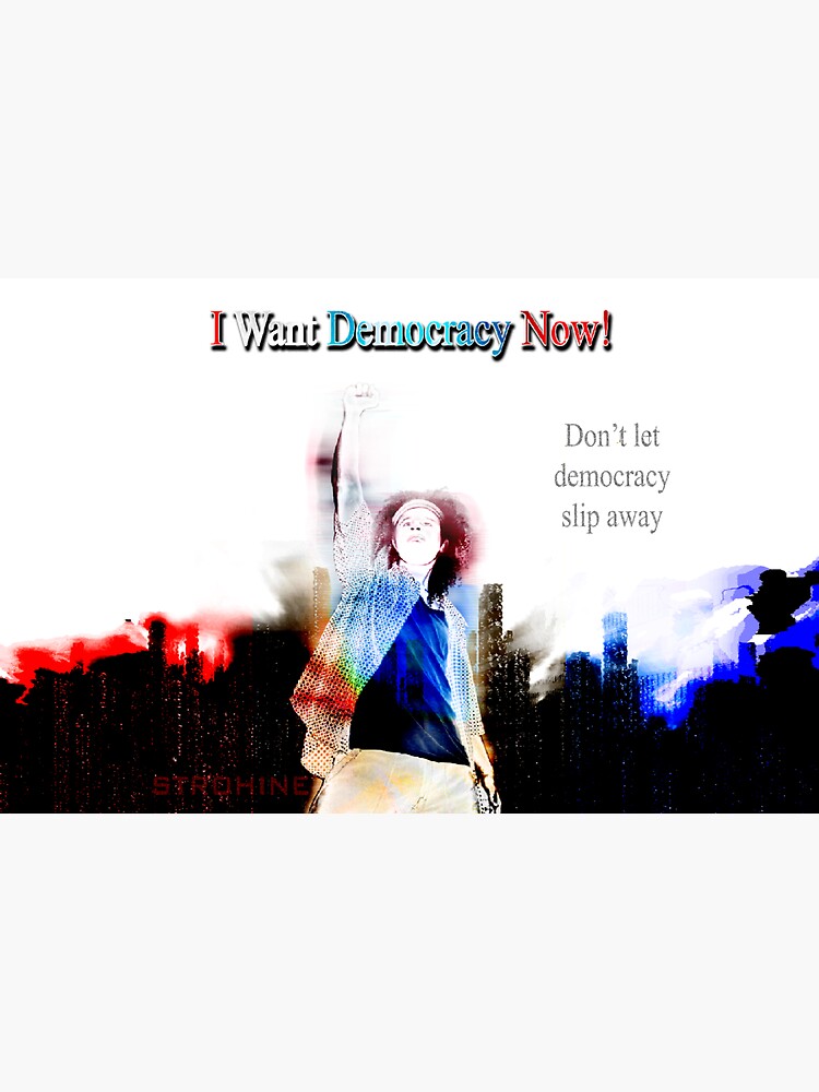 Thumbnail 3 of 3, Sticker, I Want Democracy Now! 2 designed and sold by STROHINE.