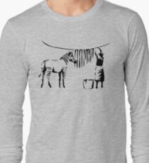 Banksy, A Woman Washing Zebra Stripes Artwork Reproduction, Posters, Tshirts, Prints Long Sleeve T-Shirt