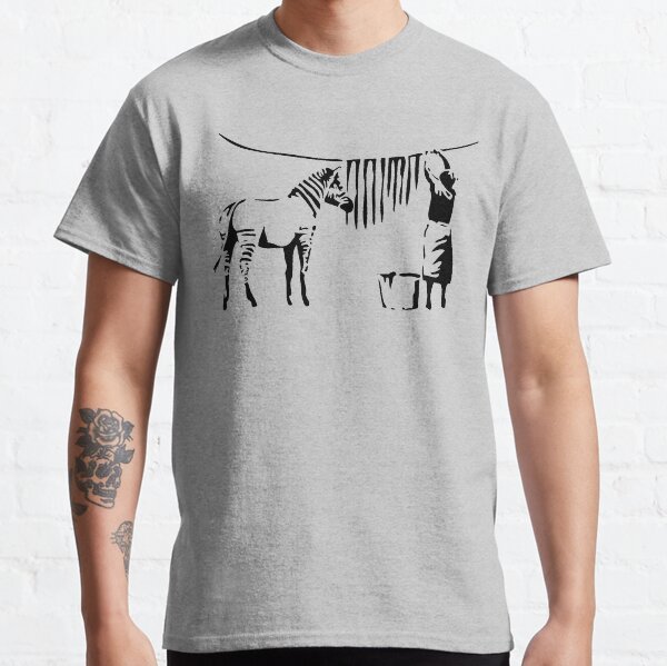 Banksy, A Woman Washing Zebra Stripes Artwork Reproduction, Posters, Tshirts, Prints Classic T-Shirt