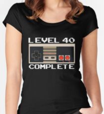 Level 40 Complete Video Gamer 40th Birthday Gift Fitted Scoop T-Shirt