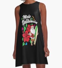 'Mele Kalikimaka' Cute Christmas Hawaiian Gift A-Line Dress
