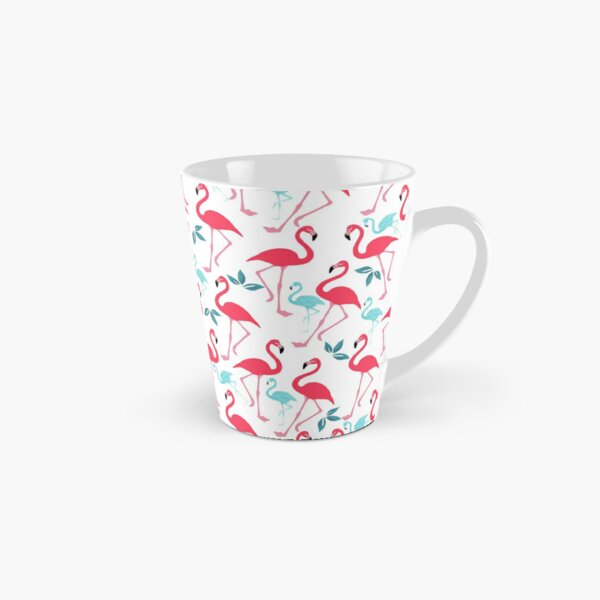 Summer trendy pink teal tropical flamingo floral pattern Tall Mug