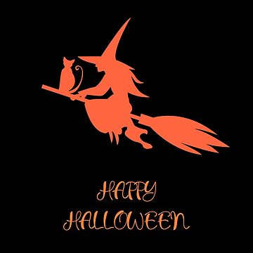 Artwork thumbnail, Silhouette of the witch cat flying on the broom by Kioto