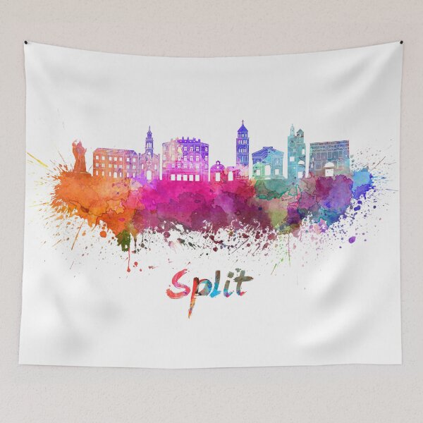 Item preview, Split skyline in watercolor splatters with clipping path designed and sold by paulrommer.