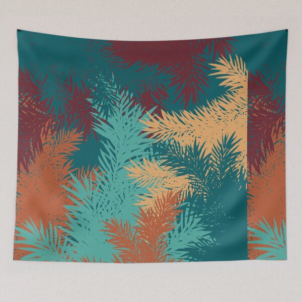 Item preview, Modern winter christmas blue red green gold pines branches pattern designed and sold by GirlyTrend.