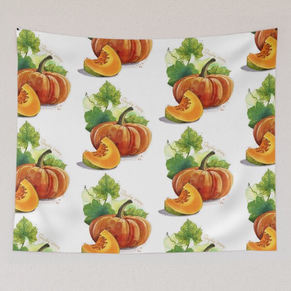 Item preview, Pumpkin watercolor painting. Autumnal illustration designed and sold by Kamila Stankiewicz.
