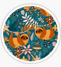 Happy Boho Sloth Floral Sticker