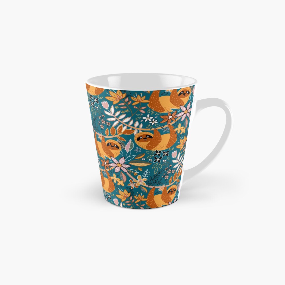 Happy Boho Sloth Floral Mug