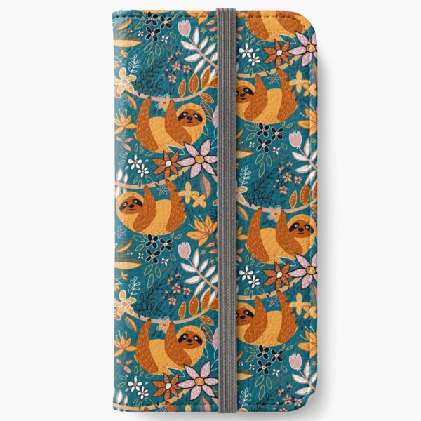 Happy Boho Sloth Floral iPhone Wallet
