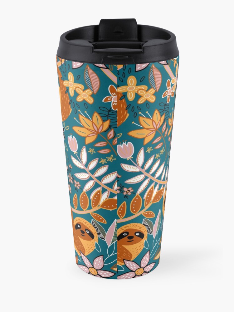 Alternate view of Happy Boho Sloth Floral Travel Mug