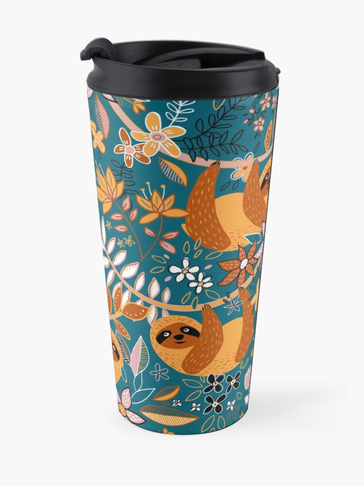 Alternate view of Happy Boho Sloth Floral Travel Mug
