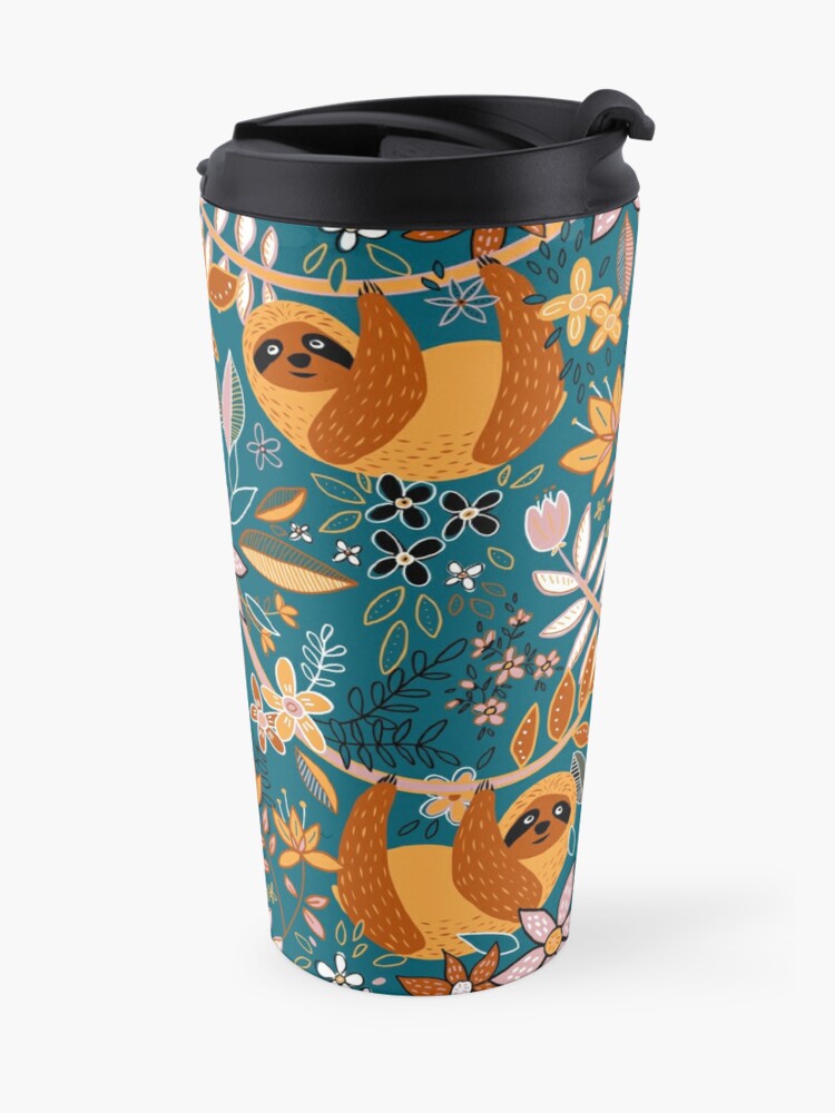 Alternate view of Happy Boho Sloth Floral  Travel Coffee Mug