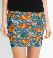 Happy Boho Sloth Floral Mini Skirt