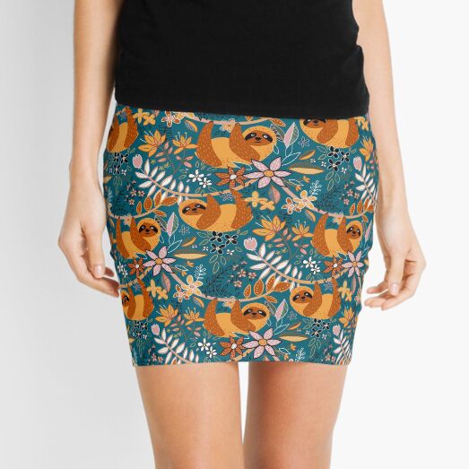 Happy Boho Sloth Floral Mini Skirt