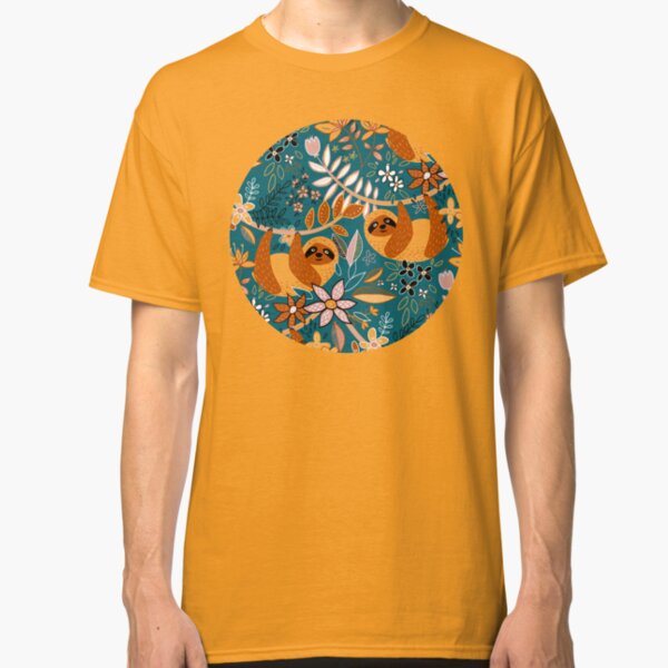 Happy Boho Sloth Floral Classic T-Shirt