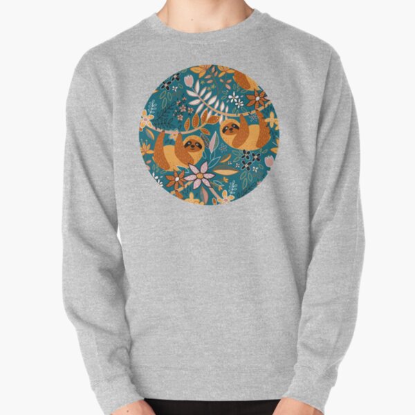 Happy Boho Sloth Floral Pullover Sweatshirt