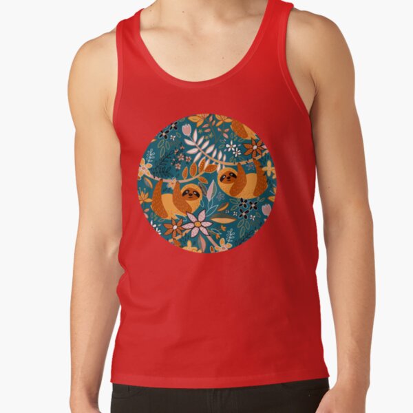 Happy Boho Sloth Floral Tank Top
