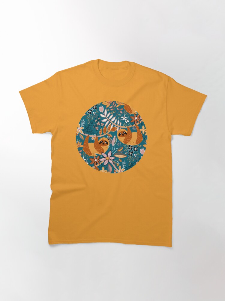 Alternate view of Happy Boho Sloth Floral Classic T-Shirt