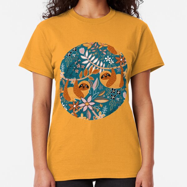 Happy Boho Sloth Floral Classic T-Shirt