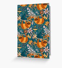 Happy Boho Sloth Floral Greeting Card