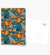 Happy Boho Sloth Floral Postcards