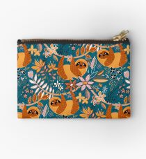 Happy Boho Sloth Floral Zipper Pouch
