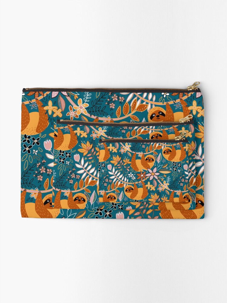 Alternate view of Happy Boho Sloth Floral Zipper Pouch