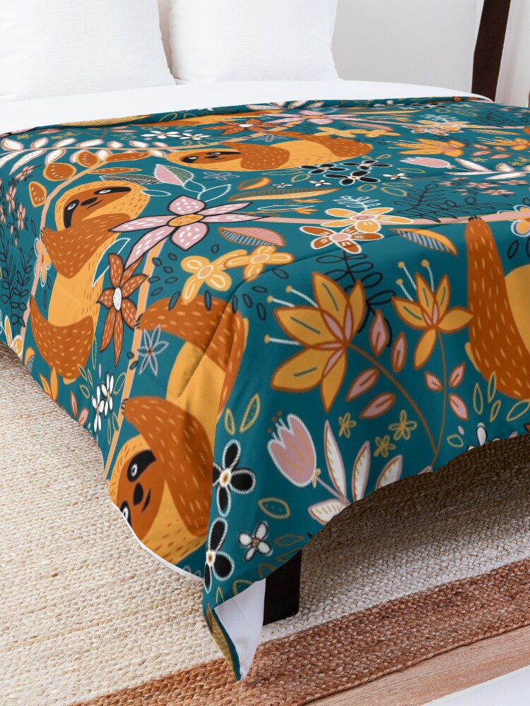 Alternate view of Happy Boho Sloth Floral Comforter