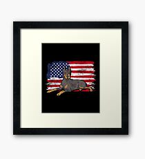 Doberman Pinscher Dog USA American Flag Framed Print