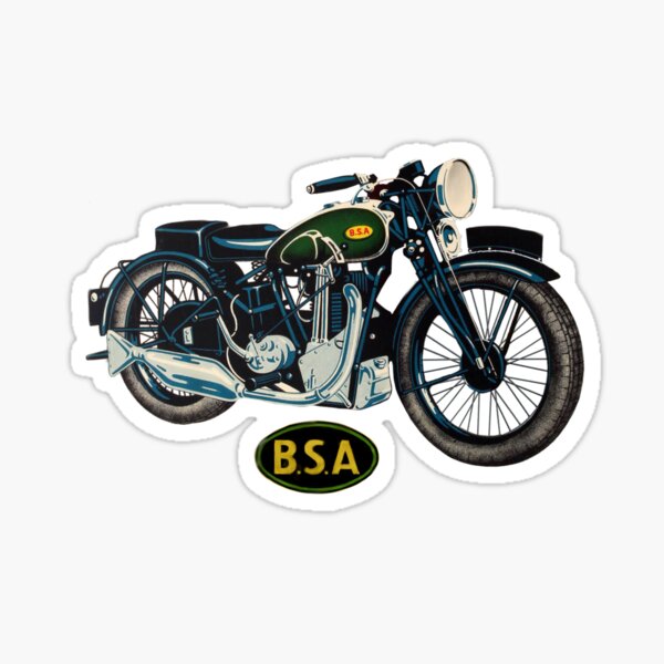 Vintage Bsa Motorcycles Motorbike Design By Motormaniac Sticker By Motormaniatees Redbubble