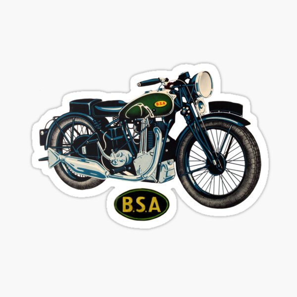 Vintage BSA Motorcycles Motorbike Design By MotorManiac Sticker For Sale By MotorManiaTees