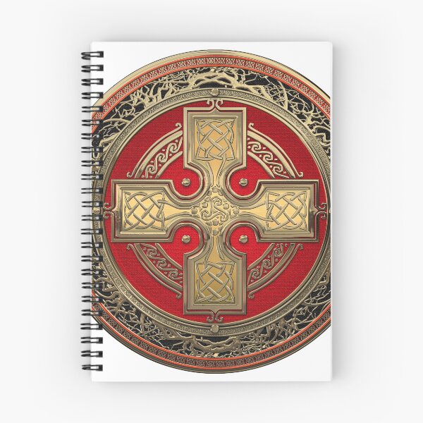 Item preview, Ancient Celtic Sacred Gold Knot Cross over White Leather designed and sold by Serge Averbukh Art Studio.